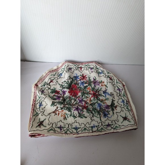 Vintage Heavily Embroidered Tea Pot Cozy Floral Thickly Padded Liner Hand Made - Picture 4 of 11